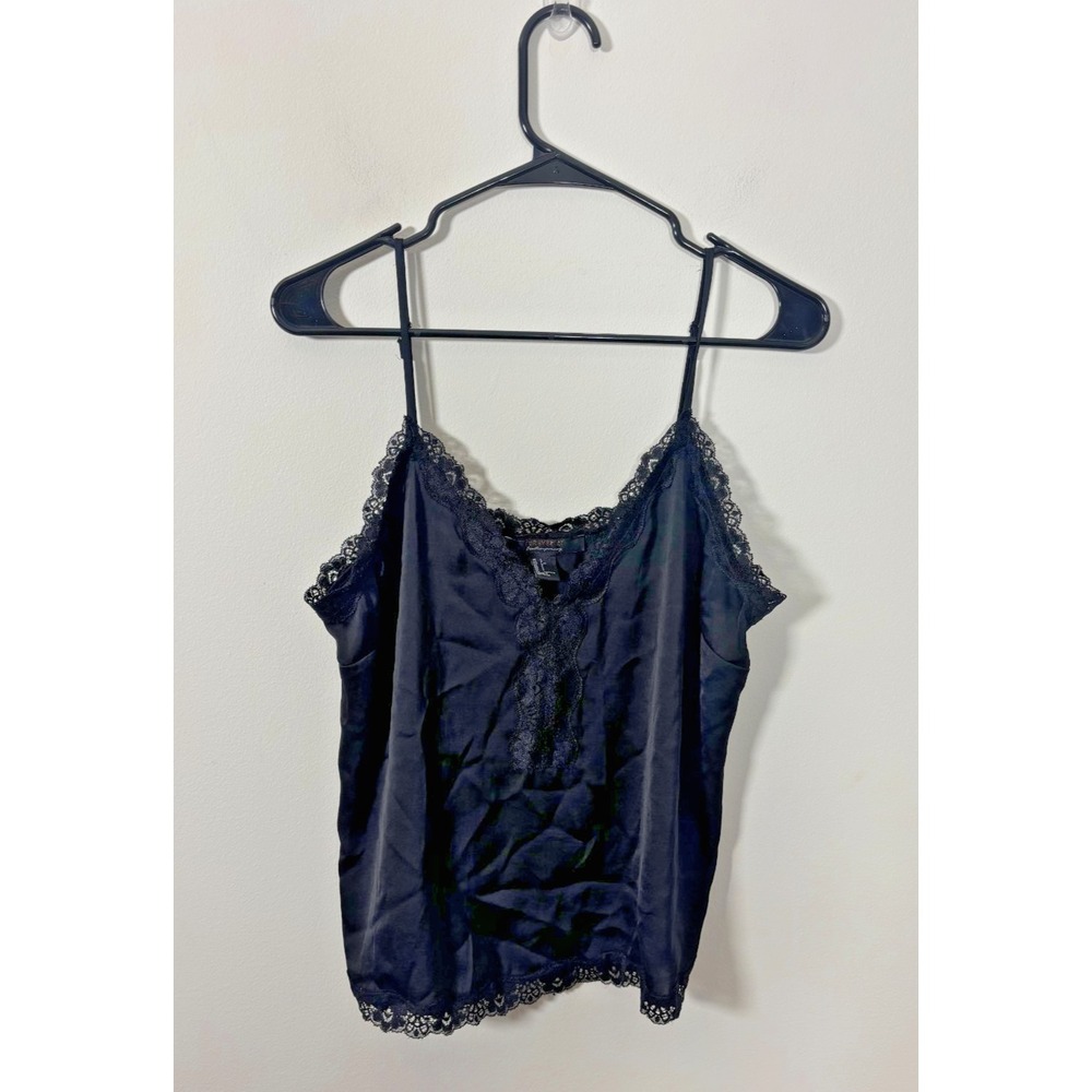 Forever 21 Large Black Silky Lace Tank Top Blouse